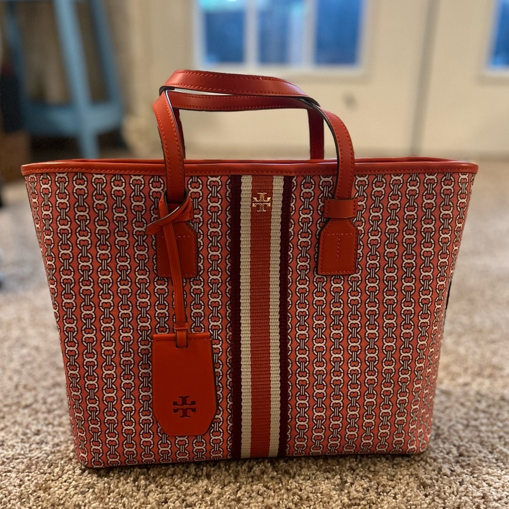 Tory Burch Gemini Link Small Canvas Tote w/ Crossbody Strap 🤩EUC🤩